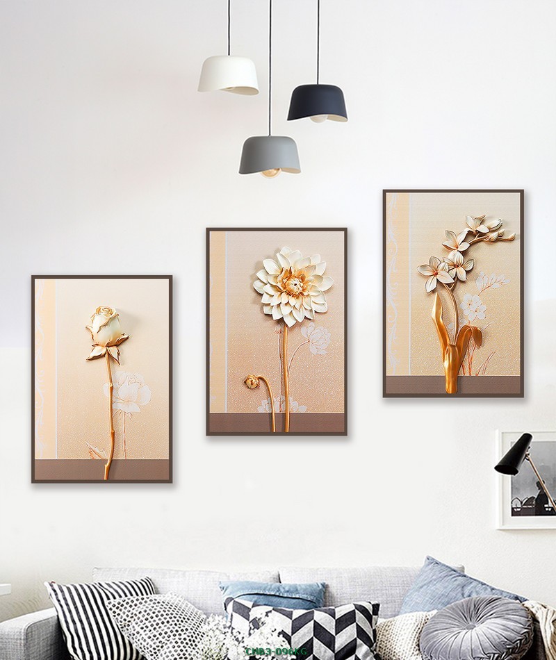 Hoa thược dược hoa hồng hoa 3D cách điệu CHB3-096KG